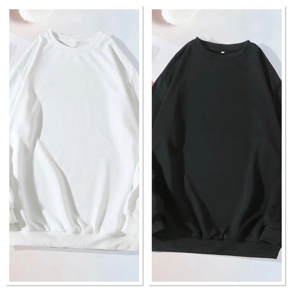 Jaycie Clothery Tops - Causal Crew Neck Pullover Sweatshirts Solid Black or White